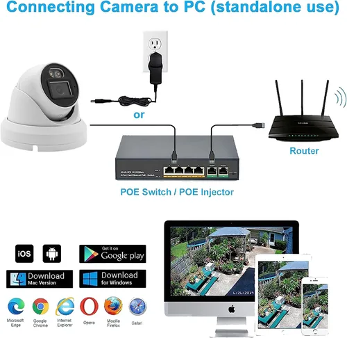 Miniatura 7 de Cámara de torreta IP PoE 4K 8MP al aire libre 24/7 versión nocturna a todo color 0.110 in 105° gran angular, H.265, IP67, compatible con Uniview