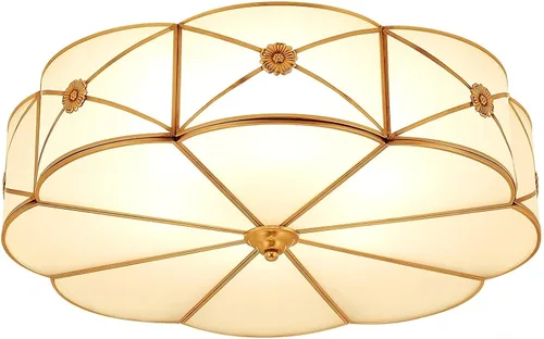 Miniatura 9 de LIGHTLAND Lámpara de Techo de Montaje al Ras de 13.8 Pulgadas, Lámpara de Techo de Latón de 3 Luces con Pantalla de Vidrio, Accesorios de Luz