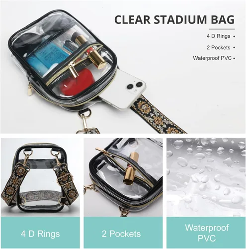 Miniatura 32 de Bolso cruzado aprobado por estadios para mujer, bolsa transparente para estadios para eventos deportivos, conciertos