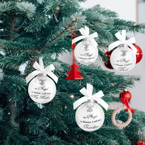 Miniatura 4 de Adorno de ángel conmemorativo de Navidad con diseño de bola de plumas con texto en inglés "I Have an Angel in Heaven I Call Her Aunt Family