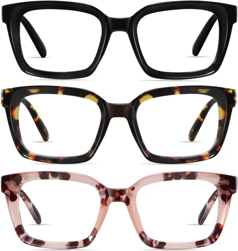 XVXV Reading Glasses for Women Men - Blue Light Blocking Readers Oversize Square Anti Glare with Spring Hinge Mix1