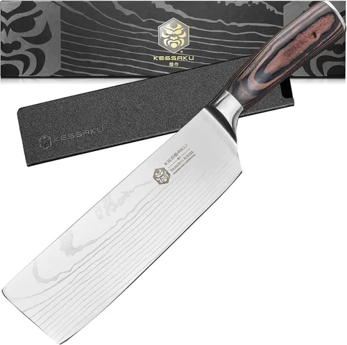 Miniatura 14 de KESSAKU Cuchillo multiusos dentado de 5.5 pulgadas - Serie Samurai - Cuchillo de cocina afilado - Acero inoxidable de alto carbono forjado 7Cr17MoV