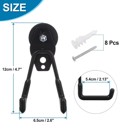 Miniatura 2 de HARFINGTON 2 ganchos magnéticos grandes para garaje con gancho de revestimiento antideslizante para colgar en interiores y exteriores, color negro