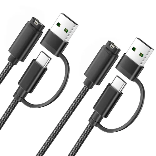 Miniatura 11 de Itramax Cable de carga USB C 2 en 1 para Garmin Watch de 4 pies, cable de alimentación de carga USB para Garmin Fenix 8 E 7 7X 7S 6 Solar