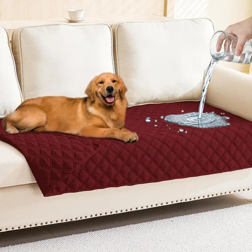 Miniatura 156 de Smiry Funda impermeable para cama de mascota, suave y lavable, para muebles, cama, sofá, reversible, a cuadros (30 x 53 pulgadas, color beige/beige)