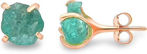 Miniatura 92 de Aretes de piedra preciosa natural en bruto con oro rosa sobre plata de ley 925, 6 a 0.276 in, regalo de piedra de nacimiento de calidad genuina