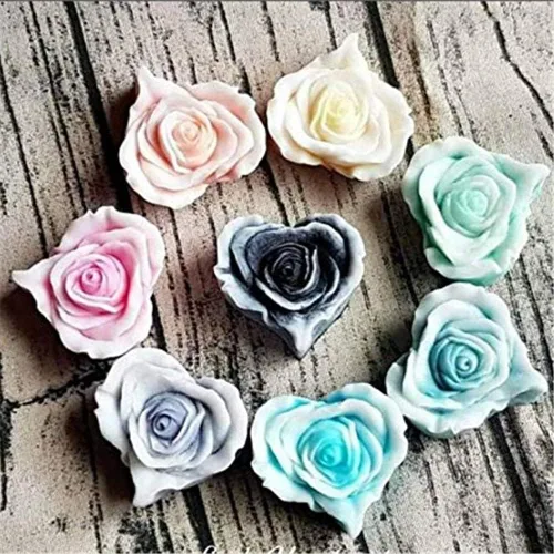 Miniatura 8 de Molde de jabón de rosas para bricolaje, moldes de silicona con forma de corazón y flor para velas de jabón, cera perfumada, mousse, pastel, Corazón