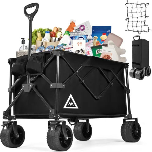 Miniatura 7 de Carro de Compras Plegable con Ruedas Grandes para Playa, Jardín, Exterior, Utilidad Todo Terreno, Carga Pesada, Carros de Compras Portátiles