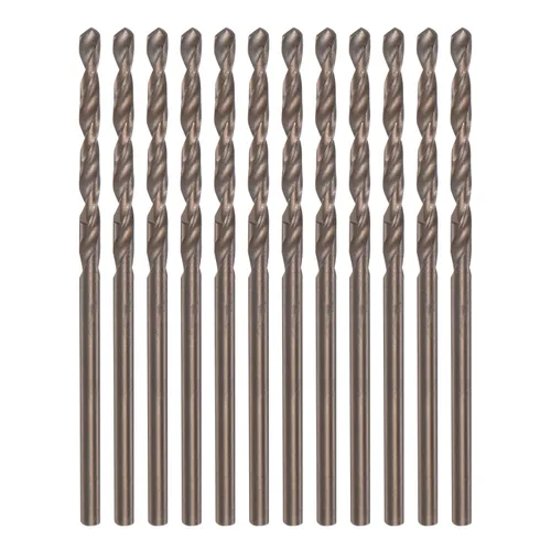 Miniatura 13 de HARFINGTON 12 brocas de cobalto, 0.069 pulgadas, M35 de alta velocidad, broca métrica de acero de alta velocidad, brocas de vástago recto para metal