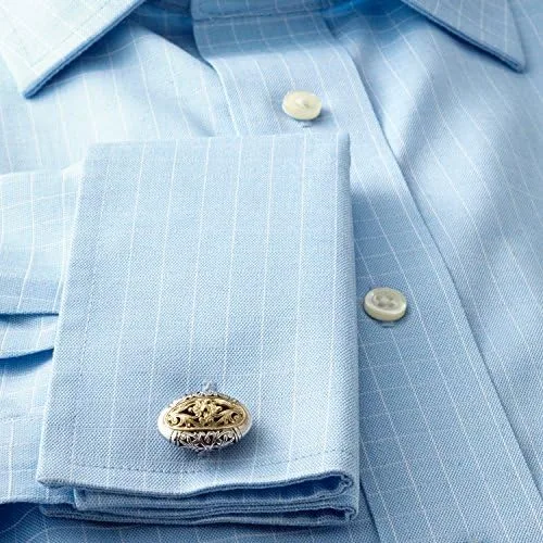 Miniatura 2 de konstantino de los hombres gemelos de plata y oro oval de filigrana