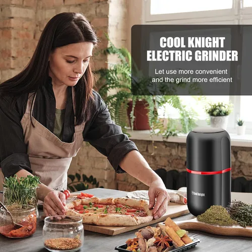 Miniatura 2 de COOL KNIGHT Molinillo de hierbas [gran capacidad/rápido/eléctrico] - Molinillo de café de hierbas para especias con colector de polen/- 7.5" (negro)
