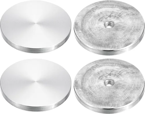 Miniatura 41 de uxcell M6 Rosca 0.787 in de diámetro de forma redonda de aluminio disco hardware 1pcs, aluminio círculo disco vidrio adaptador superior para mesa