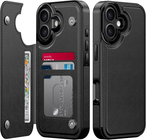 Miniatura 158 de FUNMIKO Funda tipo cartera para iPhone 13 con tarjetero, bloqueo RFID, protección de grado militar y obras de arte impresas con rayos UV, cierre