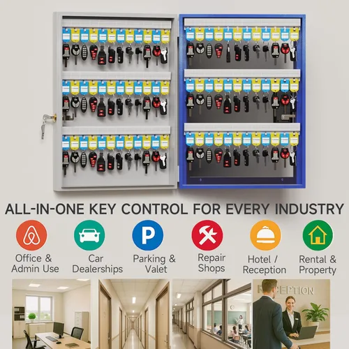 Miniatura 5 de WeHere Caja de bloqueo inteligente de 72 teclas para montaje en pared, gabinete de llaves comercial con aplicación, teclado, Bluetooth y desbloqueo