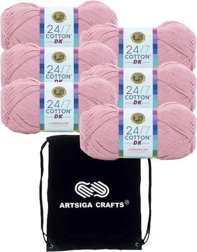 Miniatura 6 de Lion Brand - Hilo de algodón DK Cameo 769-101 (3 madejas, el mismo lote de tinte) DK Light Worsted #3 - Hilo de algodón para ganchillo y tejer