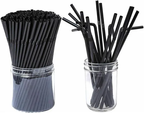 Miniatura 5 de Pajitas flexibles de plástico flexibles para beber, diámetro 0.197 in, longitud 8.3 in, 100 unidades, negro, estándar largo