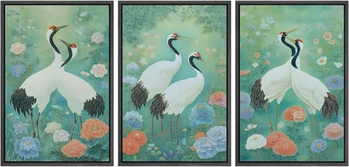 Miniatura 97 de SIGNWIN Conjunto de arte de pared de lienzo enmarcado, acuarela pastel, cielo de nubes rosas, colina verde del campo, naturaleza, vida silvestre