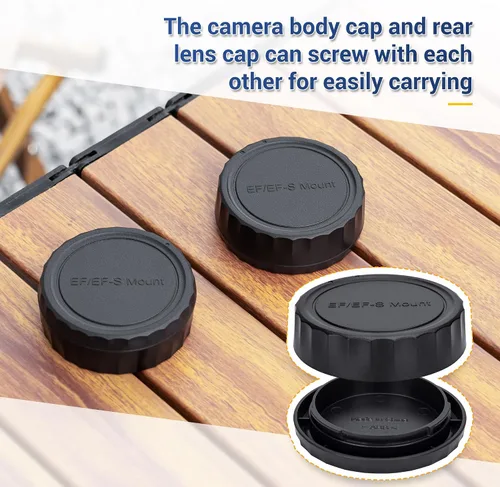 Miniatura 4 de JJC Paquete de 2 cubiertas de tapa de cuerpo y tapa de lente trasera para Canon EOS Rebel T6 T7 T5 T4i T5i T6i T6s T7i T8i SL1 SL2 SL3 60D 70D 77D