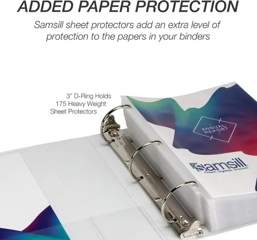 Miniatura 48 de Samsill - Carpeta duradera de 5 pulgadas, fabricada en los Estados Unidos, con anillos en D, transparente y personalizable, color blanco