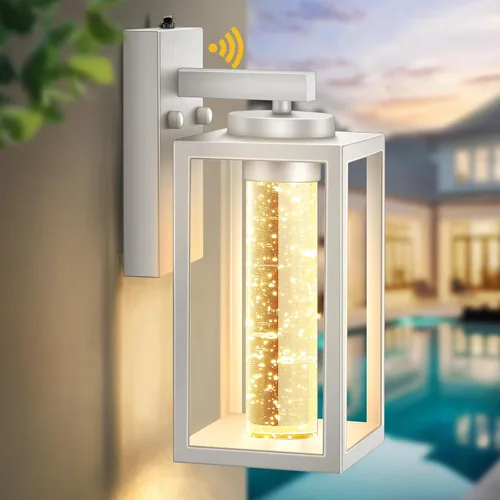 Miniatura 15 de VIANIS Aplique de Pared Exterior Negro, Iluminación Exterior del Atardecer al Amanecer Montaje en Pared para Casa con Cristal de Burbuja, Lámpara