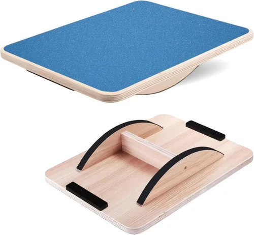 Miniatura 10 de Yes4All Tabla de equilibrio de madera profesional de 350 libras para entrenamiento de piernas, tabla basculante antideslizante, tabla oscilante