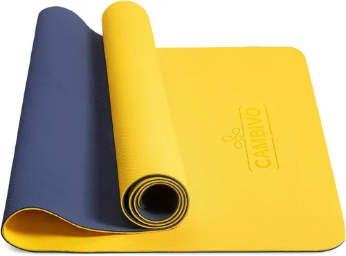 Miniatura 9 de CAMBIVO Tapete de yoga para mujeres, hombres y niños, 1/3, 1/4 y 2/5 pulgadas, extra grueso, antideslizante, 72 x 24 pulgadas, tapete de yoga de Azul