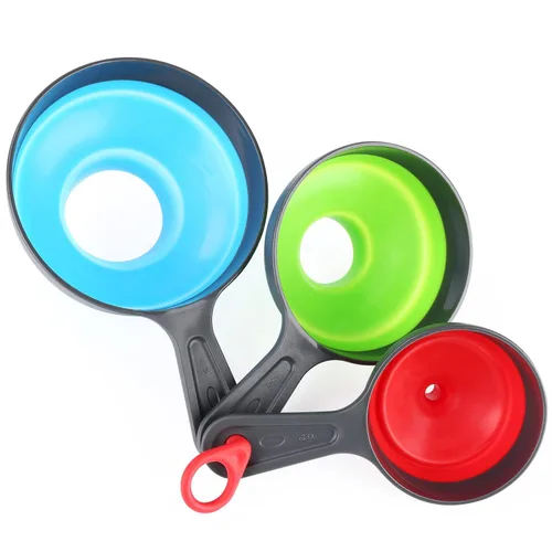 Miniatura 9 de Embudo de metal de acero inoxidable, juego de 3 embudos grandes, medianos y pequeños, mini embudos de grado alimenticio para uso en cocina, botellas