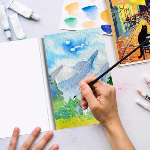 Miniatura 6 de Tlenpo Bloc de papel de acuarela, 8.5 x 5.5 pulgadas, 140 libras/10.58 oz/m², 30 hojas de prensa en frío sin ácidos, papel de pintura de dibujo