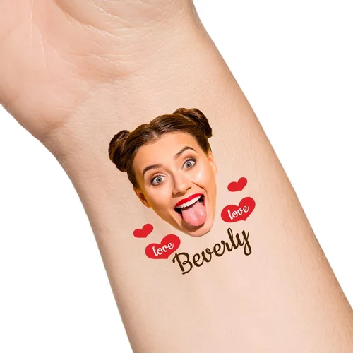 Miniatura 37 de Tatuajes temporales personalizados con texto de nombre, tatuaje temporal personalizado con logotipo fotográfico para adultos, parejas, mujeres