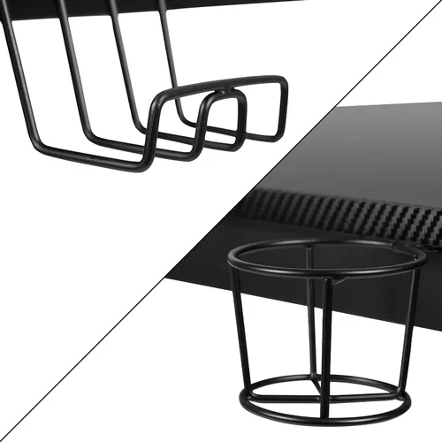 Miniatura 7 de BizChair Escritorio para juegos de 45.25 x 29 pulgadas, estación de trabajo para jugadores con soporte para auriculares y 2 agujeros para organizar