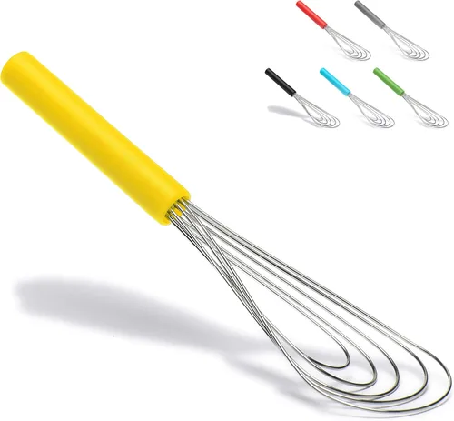 Miniatura 8 de Batidor Plano Mango de Silicona Antideslizante 10" - Batidor de 5 Alambres con 10 Cabezales para Cocina de Cocina por Jell-Cell (Verde)