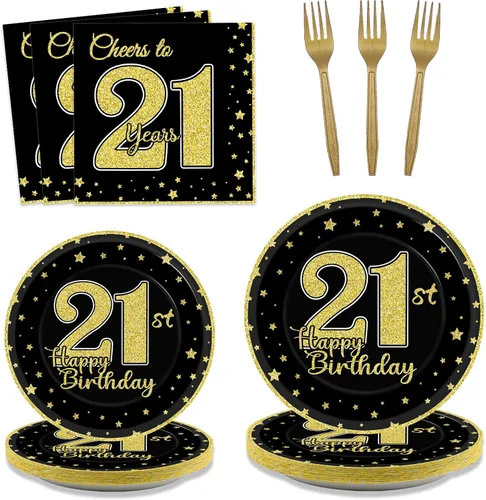 Miniatura 53 de 96 piezas de decoración de cumpleaños número 65 para hombres, platos y servilletas de papel para la mesa de pastel, suministros de mesa