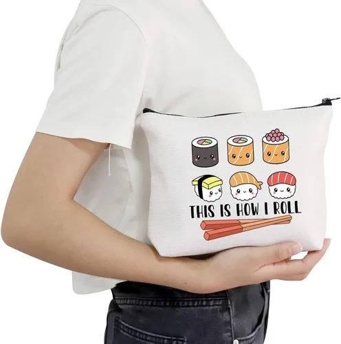 Miniatura 5 de POFULL Regalo para amantes del sushi, bolsa de cosméticos This is How I Roll, regalo de fiesta de sushi, cocina japonesa, regalo para amantes