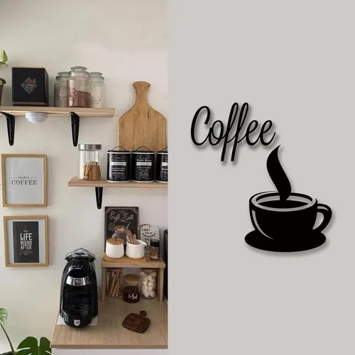 Miniatura 4 de WOPARTY Taza de café de metal negro para decoración de pared con diseño de vapor para cocina, decoración de arte de pared, accesorios de barra