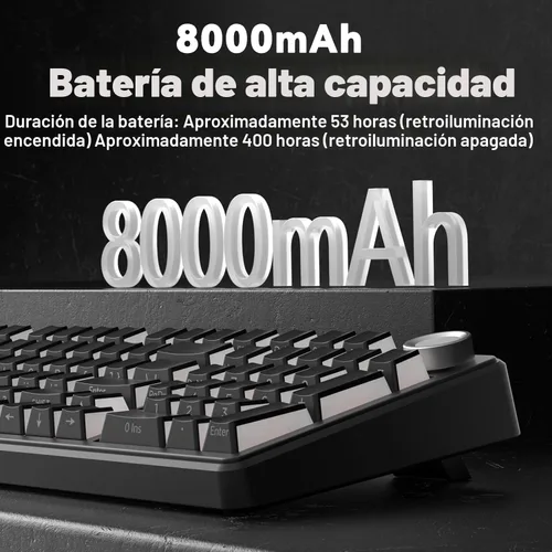 Miniatura 9 de AULA F99 Pro Teclado mecánico inalámbrico - Versión silenciosa, BT5.0/2.4GHz/USB-C Personalizable intercambiable en caliente, Estructura con junta