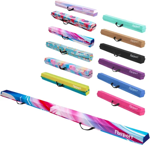 Miniatura 10 de FBSPORT Viga de Equilibrio de 8 pies/6 pies: Equipo de Gimnasia de Suelo Plegable para Niños y Adultos, Base de Goma Antideslizante, Viga