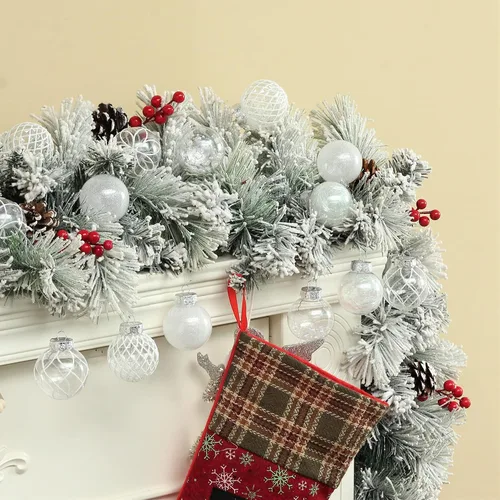 Miniatura 5 de Adornos de bola de Navidad transparentes, 30 unidades de 2.36 pulgadas, bolas de adorno de Navidad blancas para árbol de Navidad con delicado Blanco