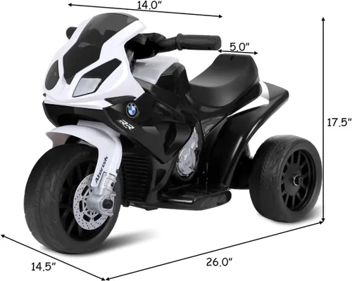 Miniatura 7 de HONEY JOY Motocicleta para niños, BMW con licencia, motocicleta de montar de 6 V con batería, con faros LED, música, pedal, suspensión de resorte