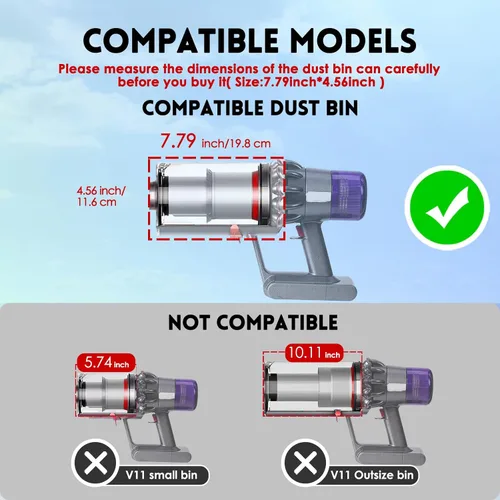 Miniatura 2 de Caja de Polvo de Repuesto Compatible con Dyson V11 Animal, V11 Extra, V11 Torque Drive, V15 Detect, SV14, SV15, SV22 Limpiadoras Inalámbricas