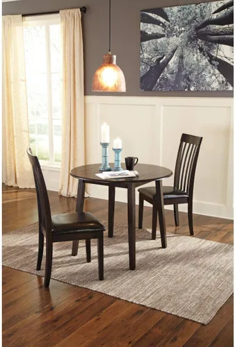 Miniatura 8 de Signature Design by Ashley Hammis - Mesa redonda de comedor con hojas abatibles, hasta 4 asientos, hojas abatibles con bisagras, madera, 36.38
