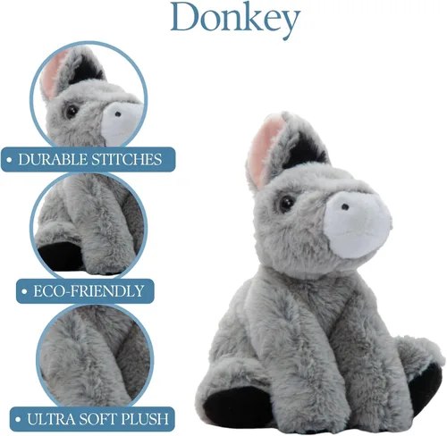 Miniatura 2 de The Petting Zoo Peluche de burro floppy, regalos para niños, animales salvajes de vida silvestre, juguete de peluche de burro de 9 pulgadas