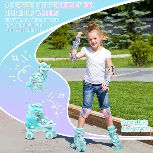 Miniatura 2 de Patines para niños y niñas con detalles de purpurina, patines de diseño musical para exteriores con ruedas iluminadas, patines ajustables para niños