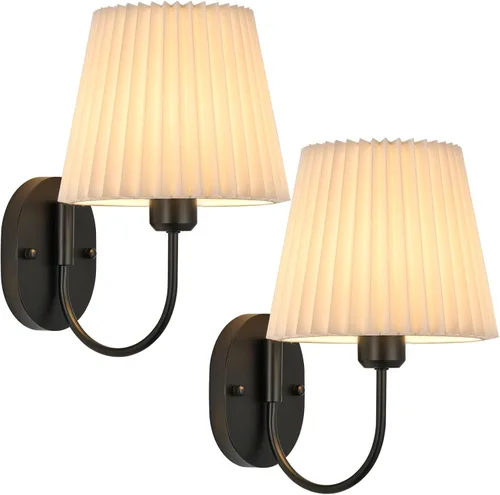 PASSICA DECOR Juego de 2 Apliques de Pared con Cableado Fijo Vintage para Dormitorio, Sala de Estar, Tocador, Baño Estilo Granja, Pasillo, Negro