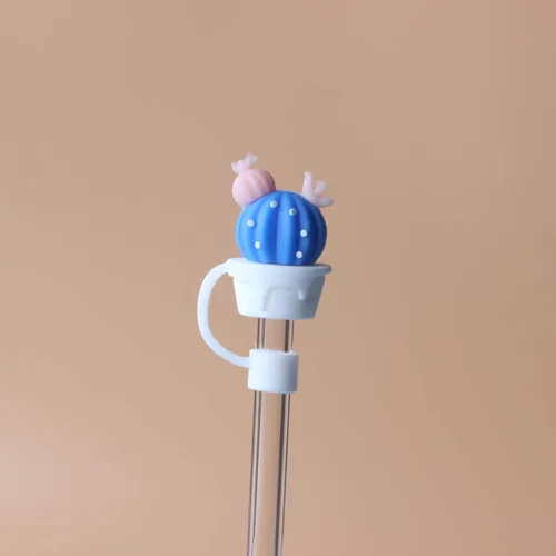 Miniatura 5 de TEONEI Tapas de paja con forma de cactus, cubiertas de punta de pajita, tapas reutilizables para popotes para beber, tapas para popotes de 0.71 a