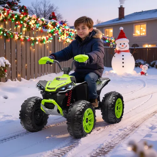 Miniatura 8 de Juguetes de paseo de 24 V para niños grandes, ATV para niños de 2 plazas, ruedas con potencia con suspensión de 4 ruedas, luces LED, música, Azul
