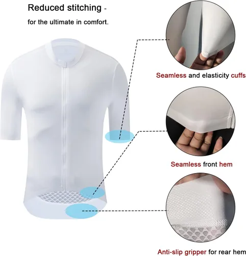 Miniatura 3 de YKYWBIKE Cycling Jersey Men Aero Race Fit, Road Bike Jersey Short Sleeved Moisture Wicking, Breathable,Zip Pocket,UPF50