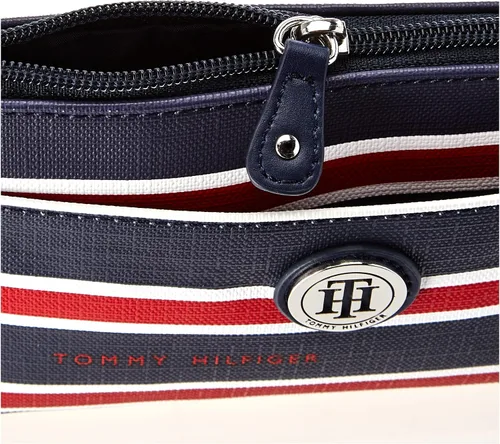 Miniatura 4 de Tommy Hilfiger Bolso de mano con estampado de rayas azules y rojas para mujer, Azul marino, M
