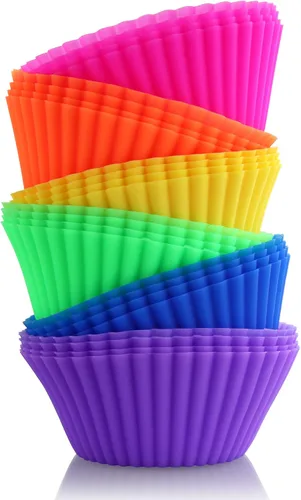 New Star Foodservice 44270 Vasos de silicona reutilizables para hornear y forros para cupcakes, juego de 24