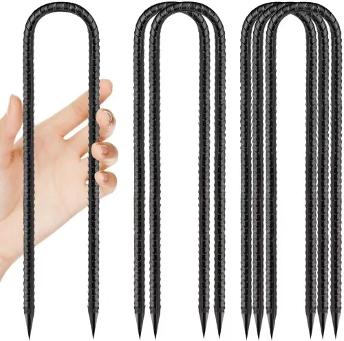 Miniatura 26 de Estacas de Varilla de Refuerzo de 12 Pulgadas, Estacas de Suelo Resistentes con Gancho en J Galvanizado Anti-Óxido, Anclajes de Suelo Resistentes
