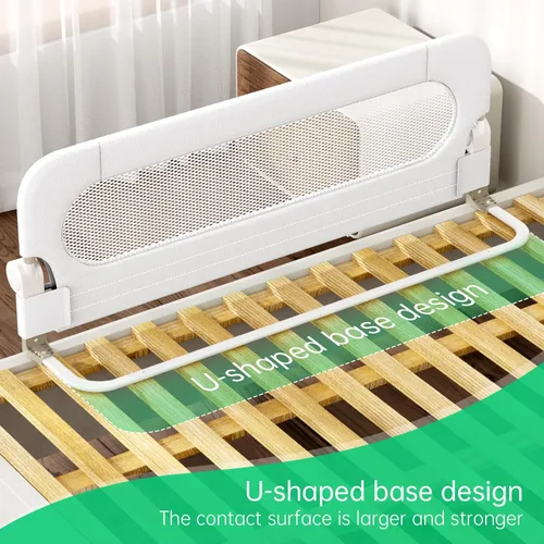 Miniatura 4 de UPGOGO Barandilla plegable para cama de niños, barandilla de cama para bebé con sistema de seguridad de anclaje reforzado, se adapta a literas